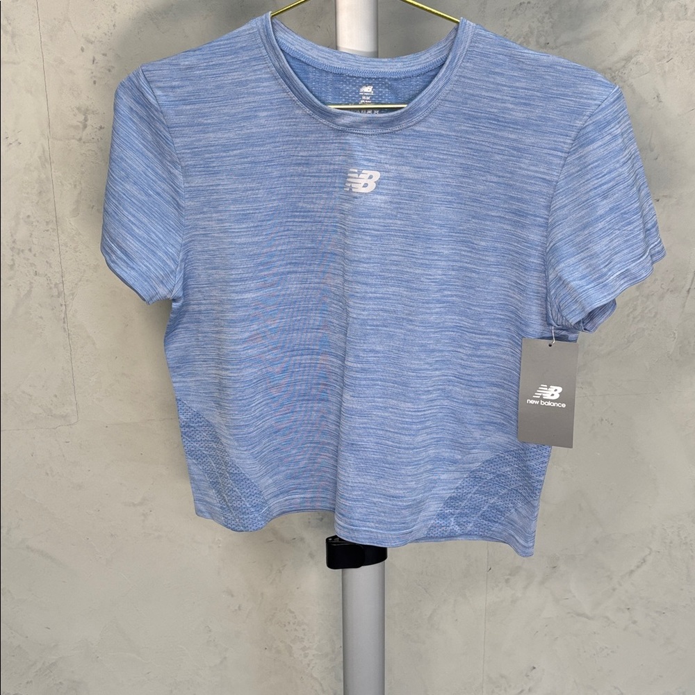 New Balance Heathered Blue Cropped Tee